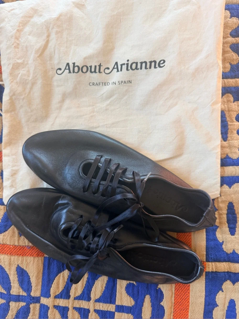 Womens’s About Arianne black Leather Lace Up Shoes crafted in Spain.